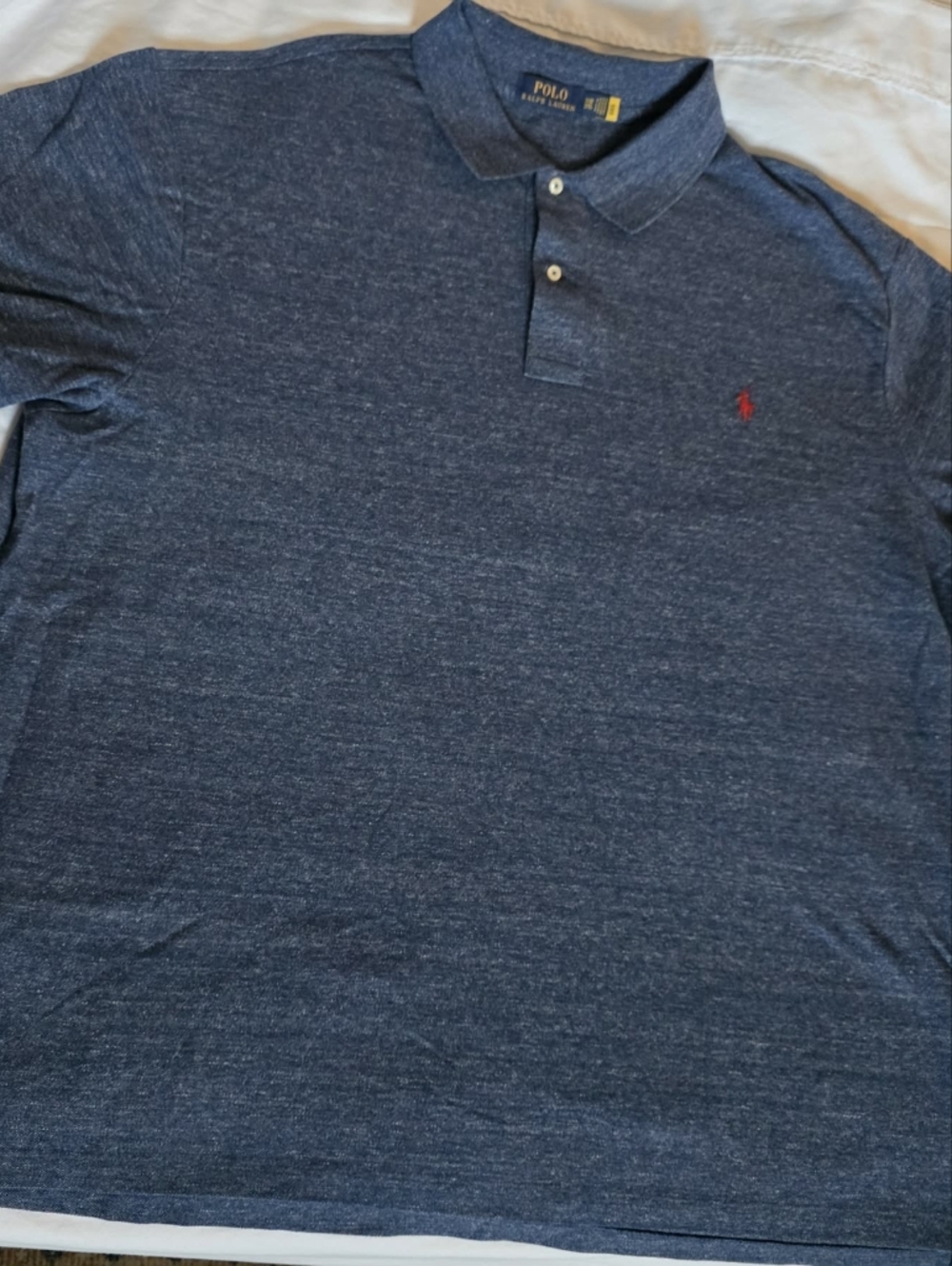 Polo by Ralph Lauren Men's Heather Navy Polo with Red Pony - Picture 2 of 2
